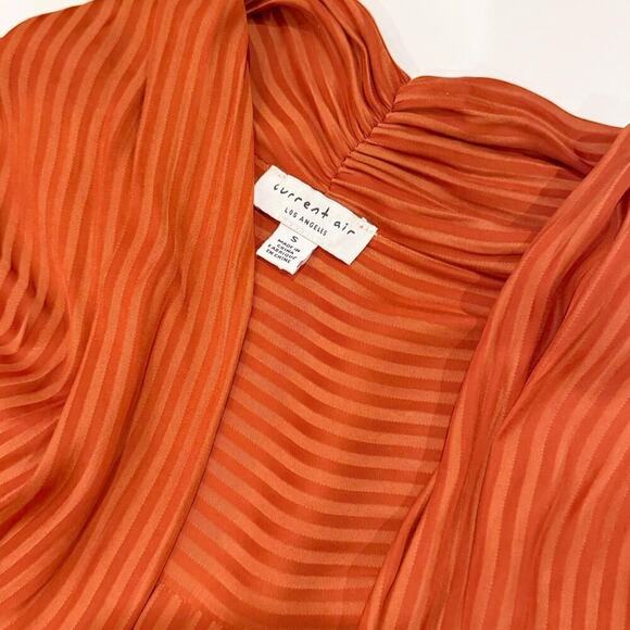 Current Air Blouse Size Small Rust Orange Striped Long Sleeve Anthropologie Boho - Picture 12 of 13